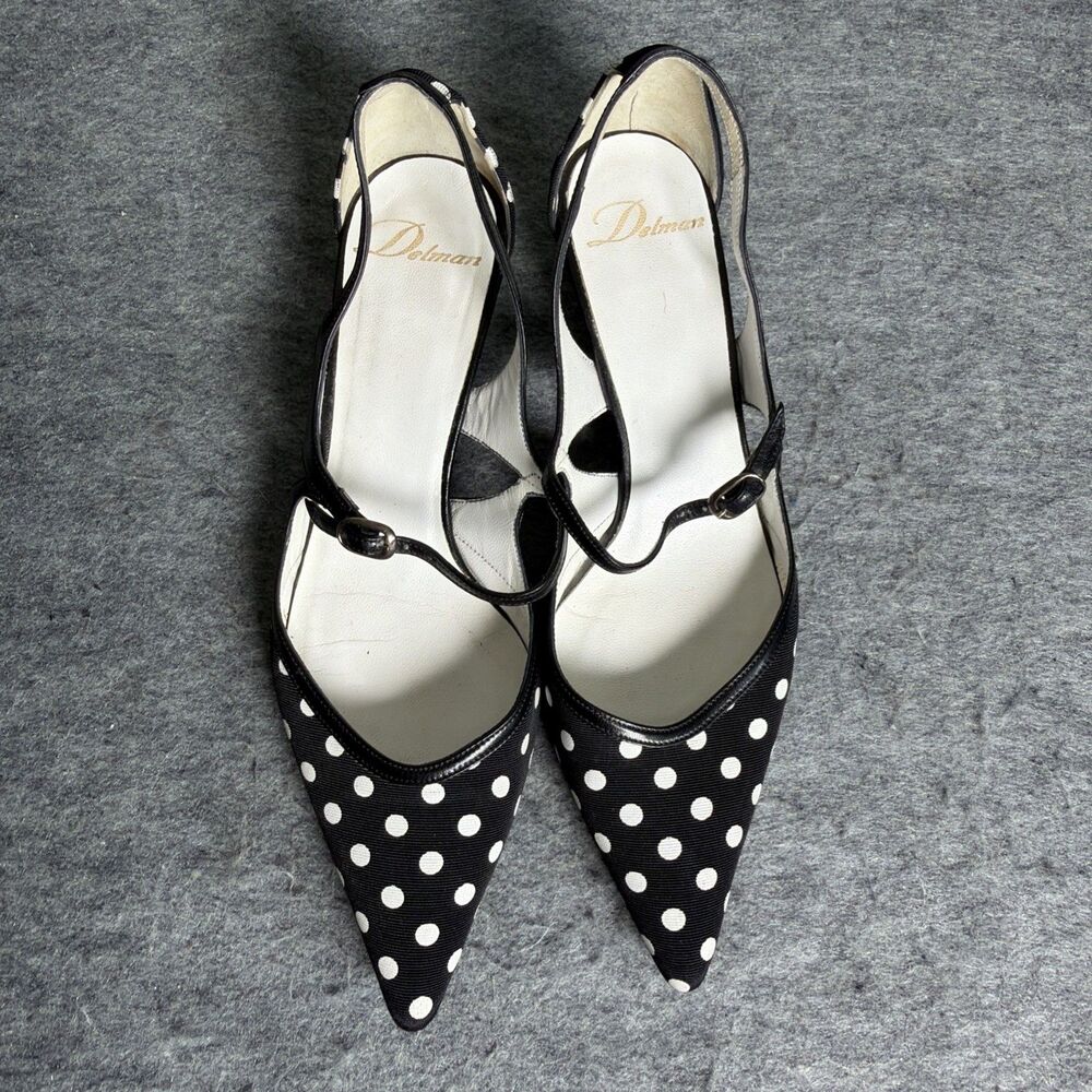 DELMAN Women’s Black Shoes With White Polka Dots - Size 6M
